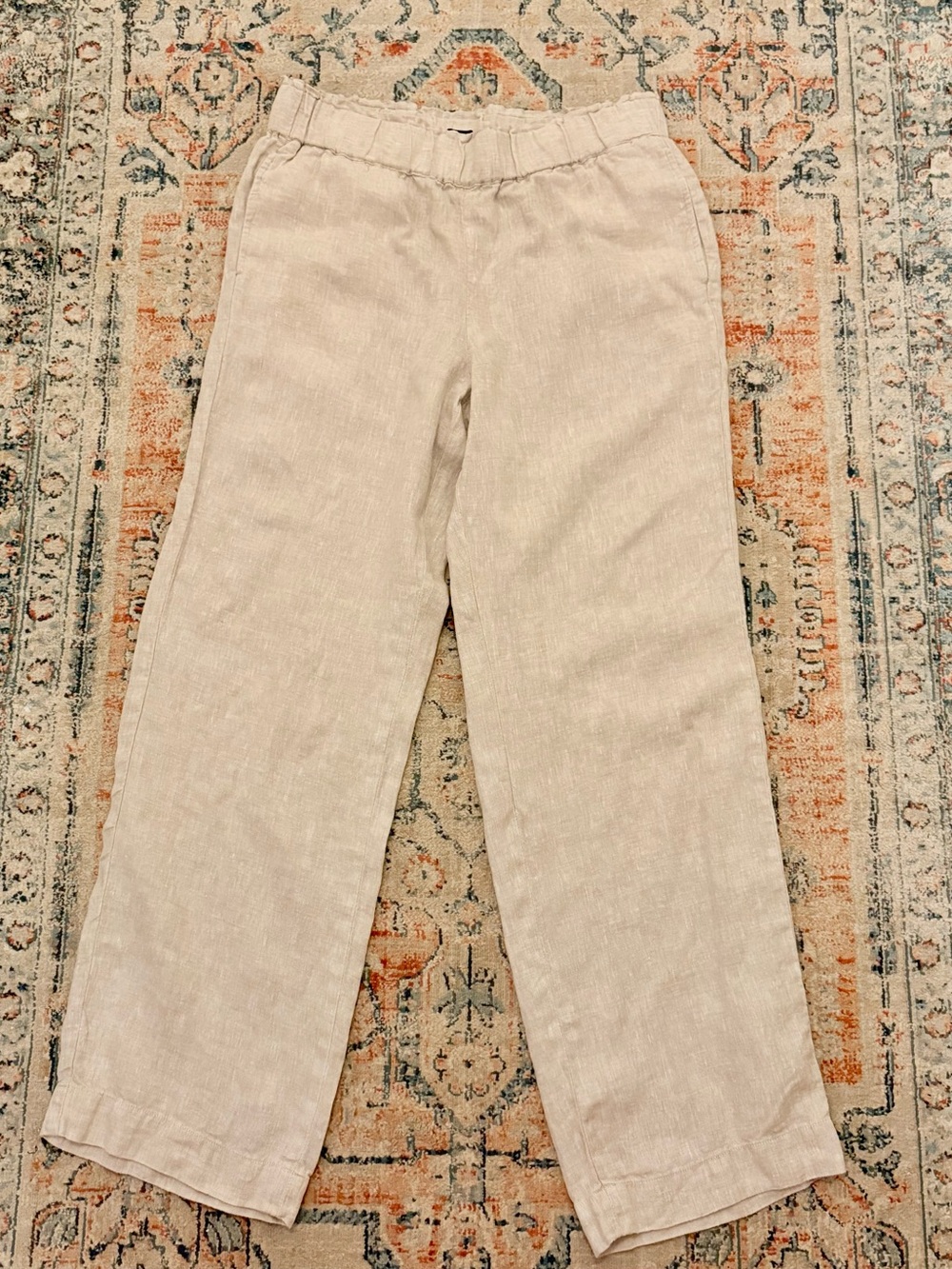 Talbots Nantucket Wide-Leg Linen Pants in Khaki